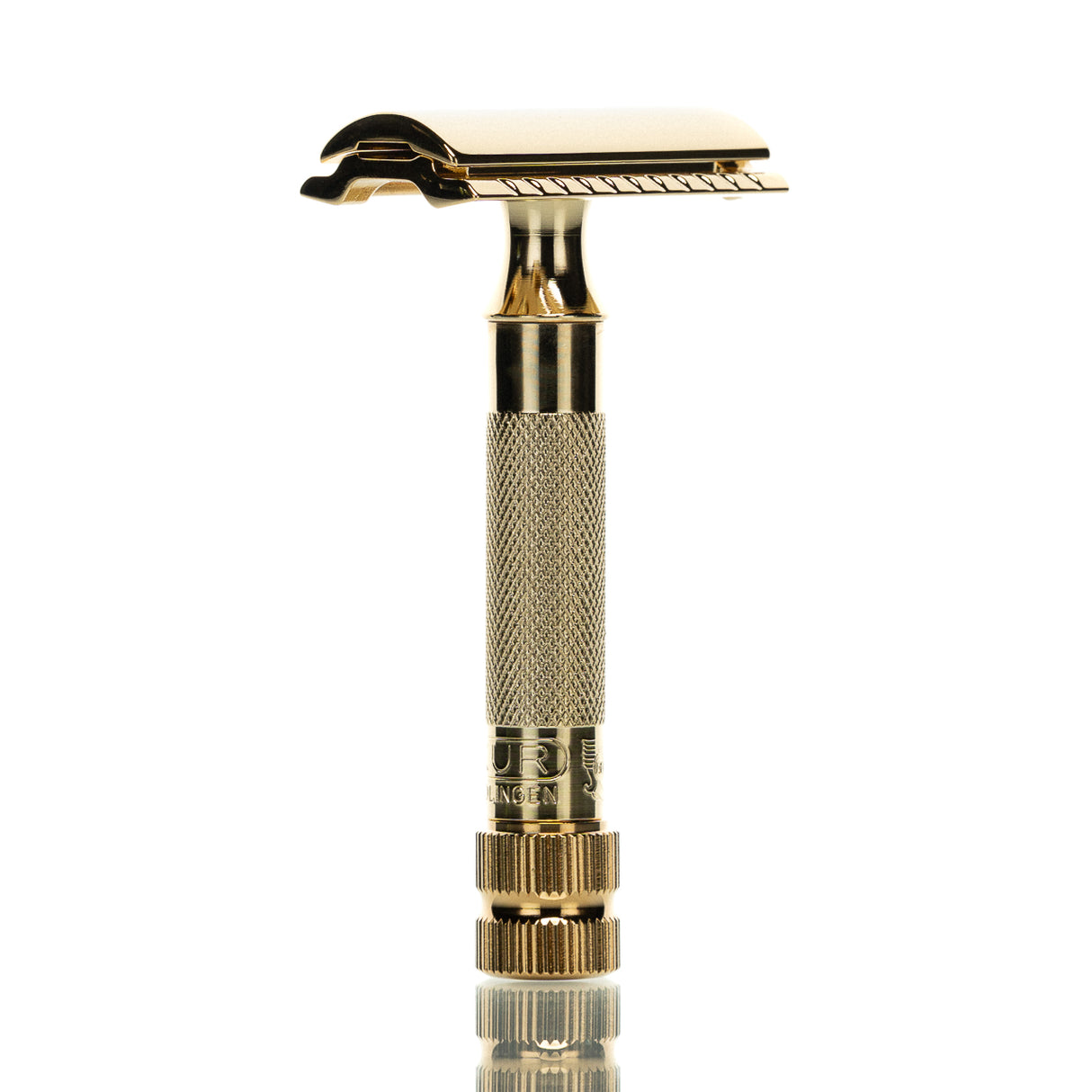 Rasierhobel 34G HD, 24 Karat Glanzgold, kompakter Griff, Double Edge