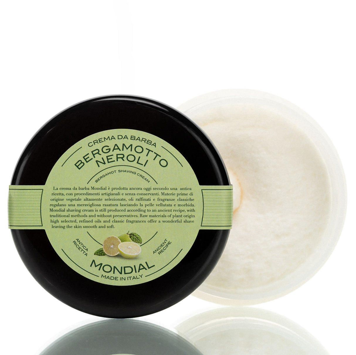 Rasierseife Bergamotte und Neroli, im Plexiglas-Tiegel