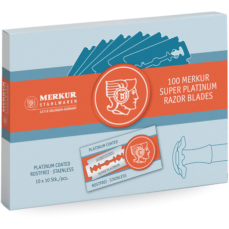 Merkur - Super Platinum -100x  Rasierklingen - Klassische Nassrasur mit Rasierhobel, besonders Scharf