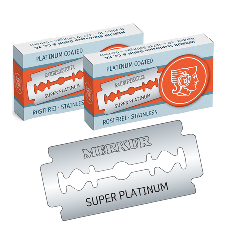 Merkur - Super Platinum - 20x Rasierklingen - Klassische Nassrasur mit Rasierhobel, besonders Scharf
