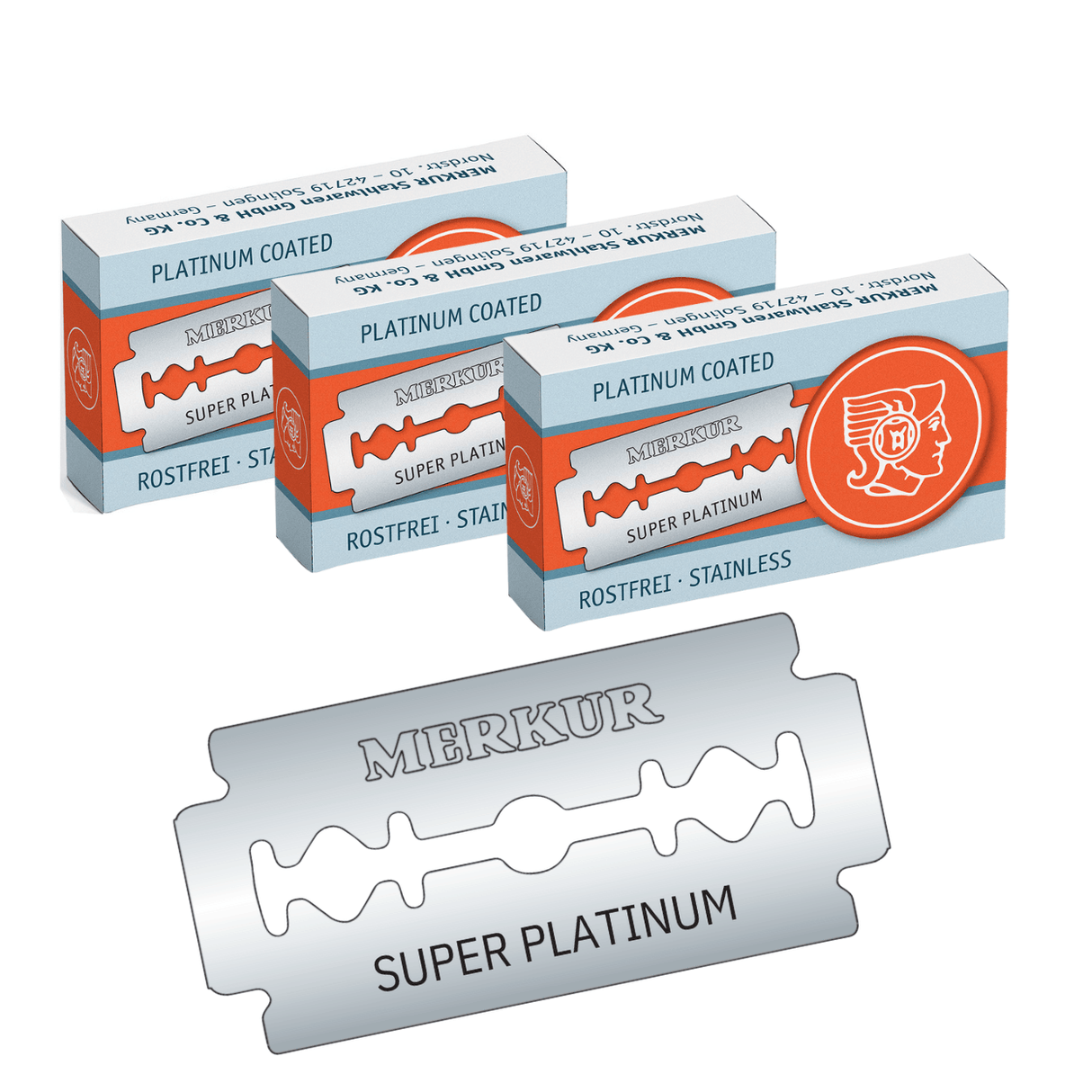 Merkur - Super Platinum - 30x Rasierklingen - Klassische Nassrasur mit Rasierhobel, besonders Scharf