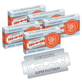Merkur - Super Platinum - 50x Rasierklingen - Klassische Nassrasur mit Rasierhobel, besonders Scharf