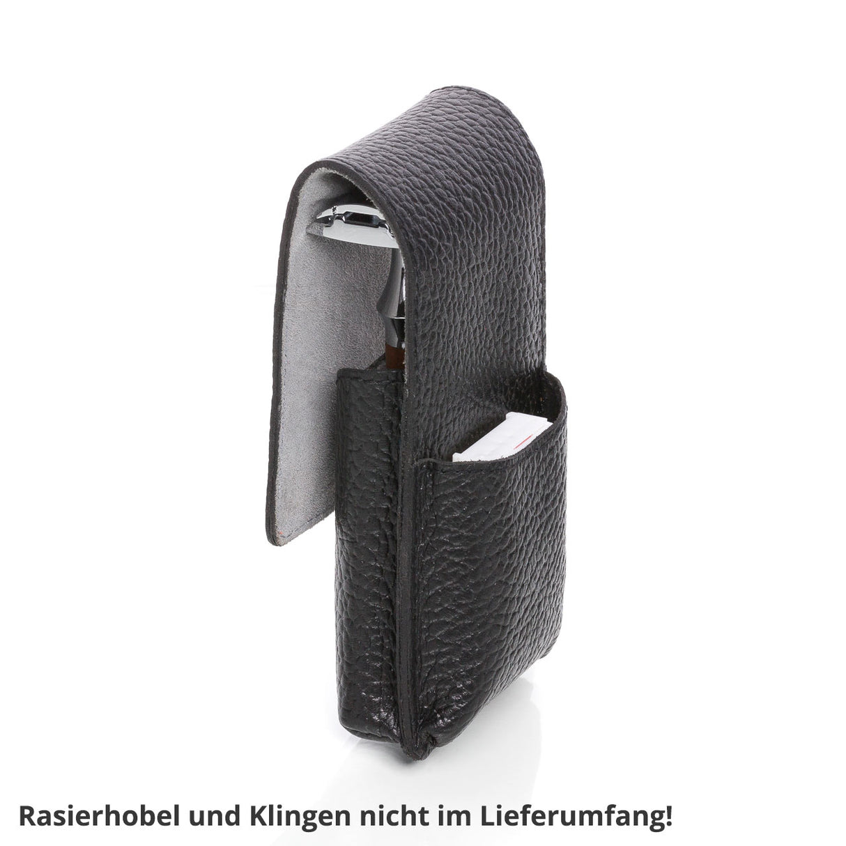 Lederetui mit Magnetverschluss für Rasierhobel, schwarz