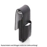 Lederetui mit Magnetverschluss für Rasierhobel, schwarz