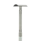 Rasierhobel 25 INOX, offener Zahnkamm, satinierter Edelstahl, langer Griff, Double Edge