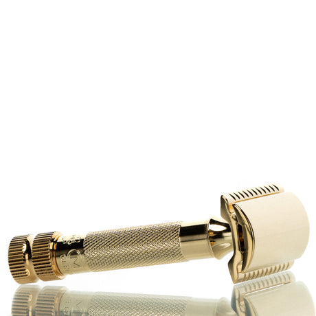 Rasierhobel 34G HD, 24 Karat Glanzgold, kompakter Griff, Double Edge