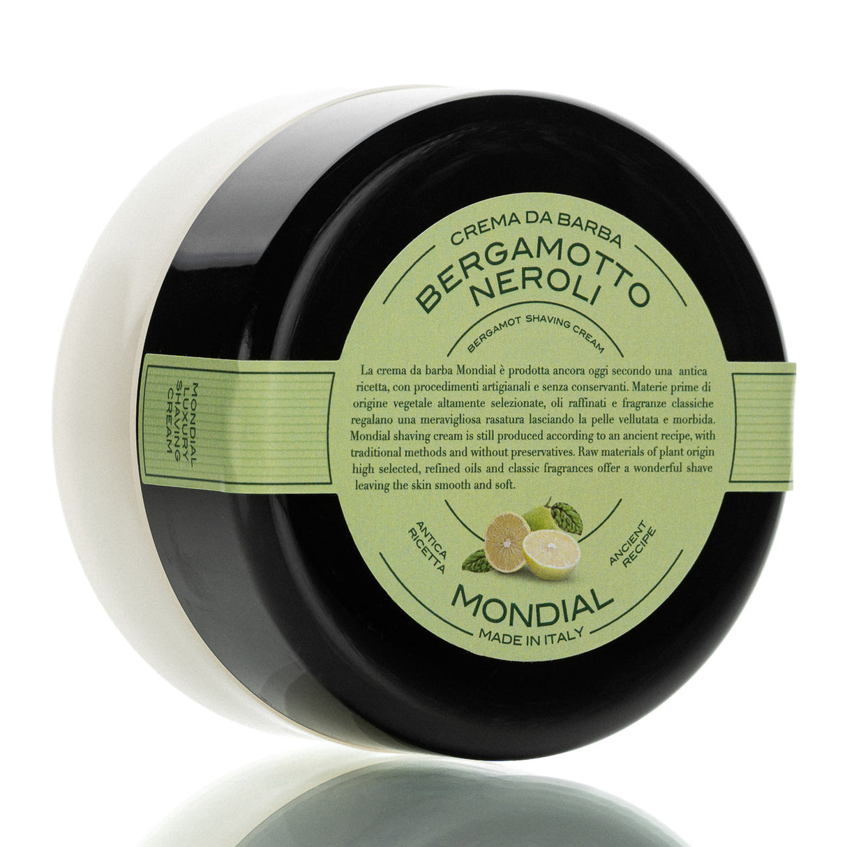 Rasierseife Bergamotte und Neroli, im Plexiglas-Tiegel