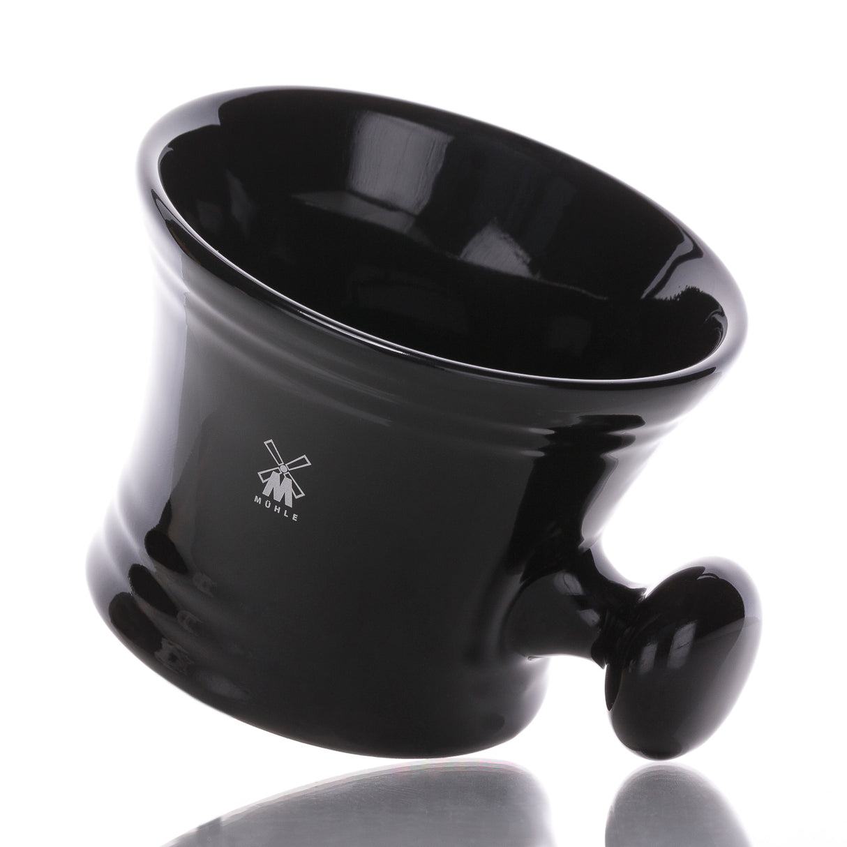 Mühle Rasiertopf mit Henkel aus Porzellan, schwarz