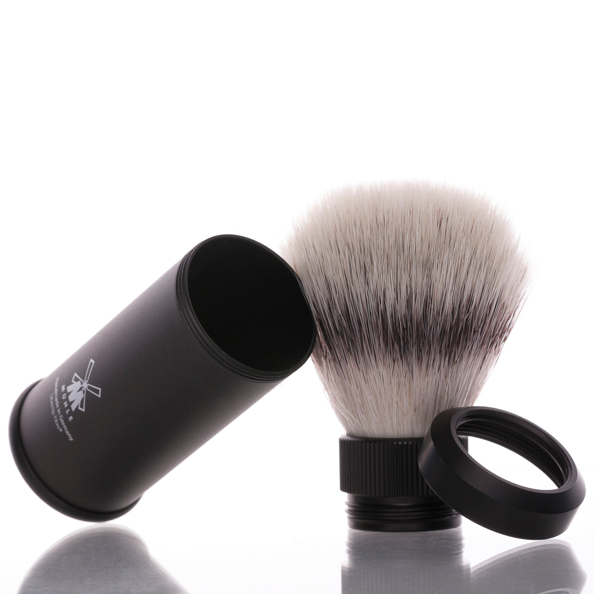 Reiserasierpinsel TRAVEL Silvertip Fibre, Aluminium schwarz eloxiert