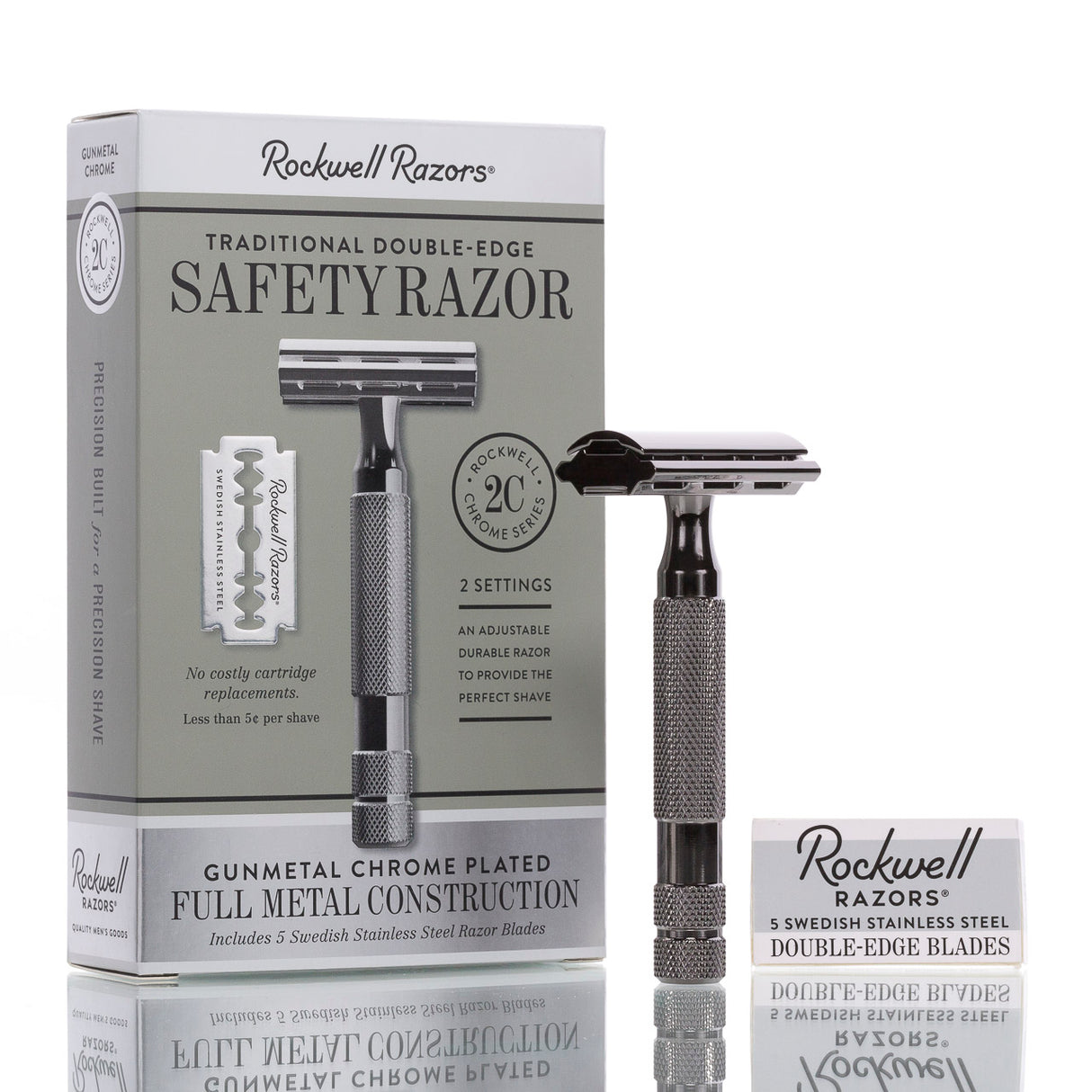 Rasierhobel 2C Gunmetal, geschlossener Kamm, Double Edge