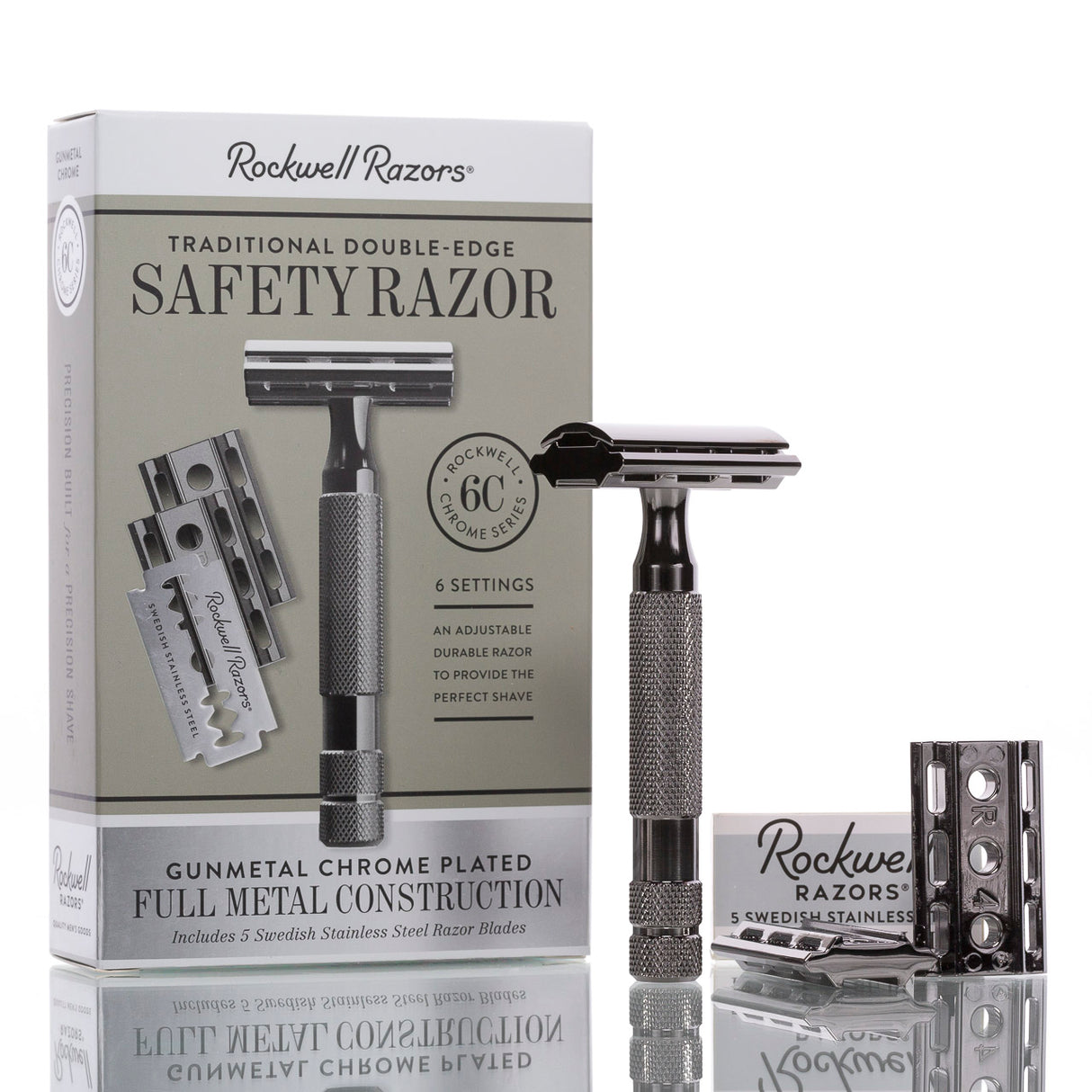 Rasierhobel 6C Gunmetal, geschlossener Kamm, Double Edge