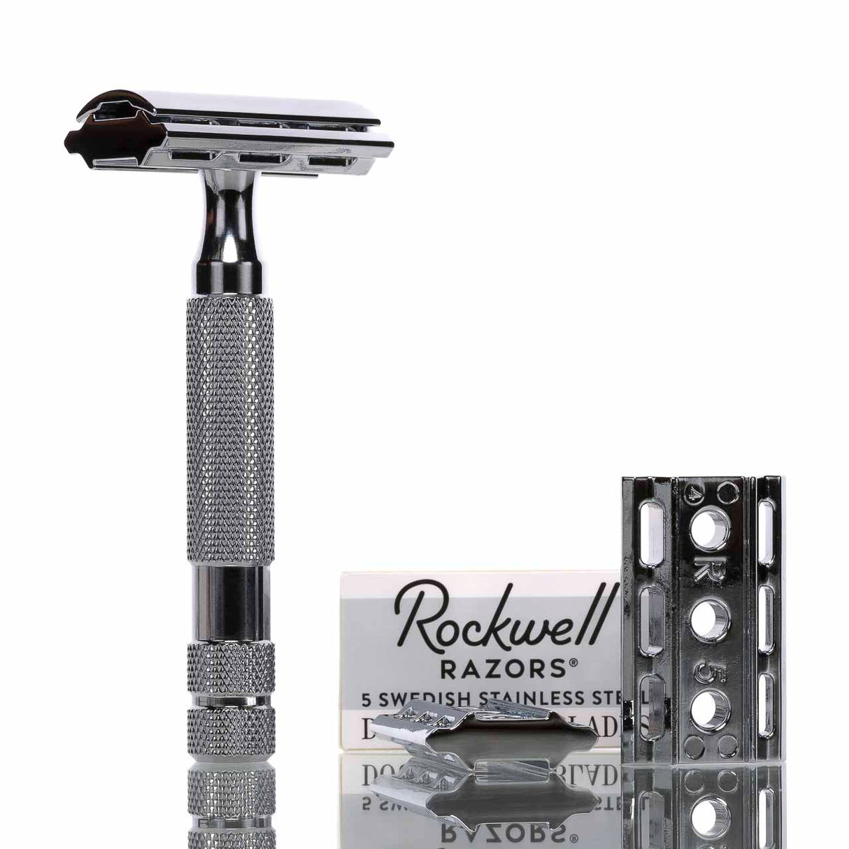Rasierhobel 6C White Chrome, geschlossener Kamm, Double Edge