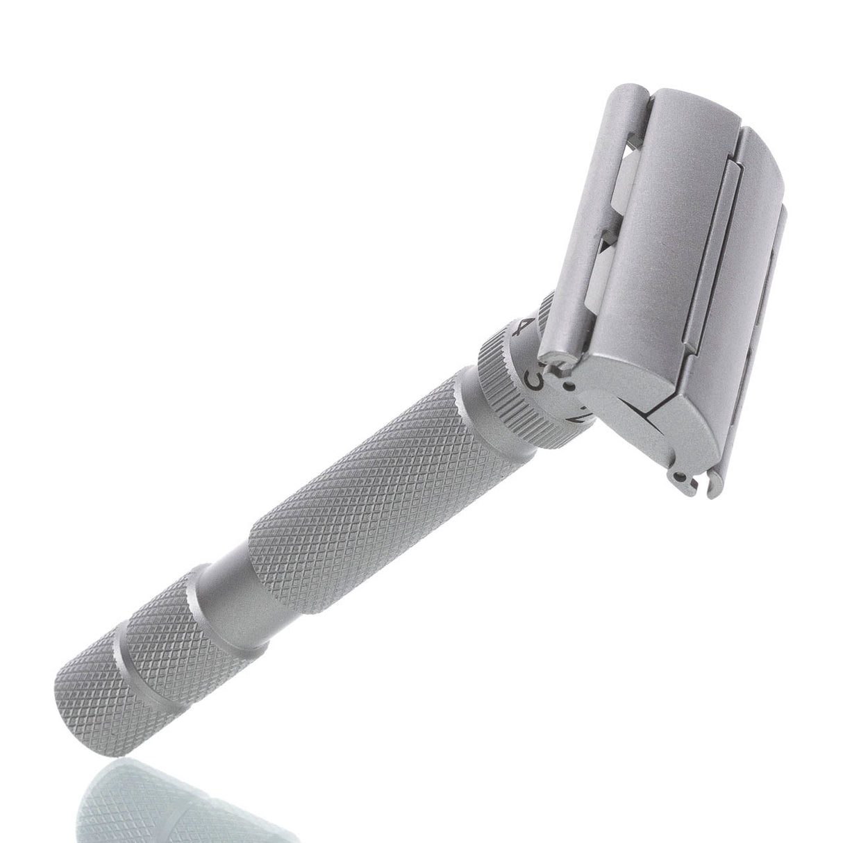 Rasierhobel Model T2 SS Stainless Steel, geschlossener Kamm, Butterfly-Verschluss, Double Edge