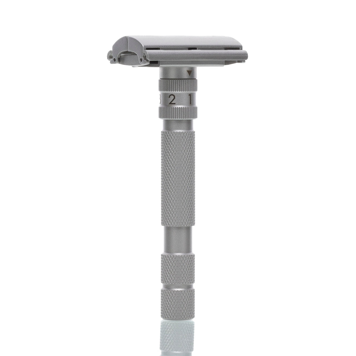 Rasierhobel Model T2 SS Stainless Steel, geschlossener Kamm, Butterfly-Verschluss, Double Edge