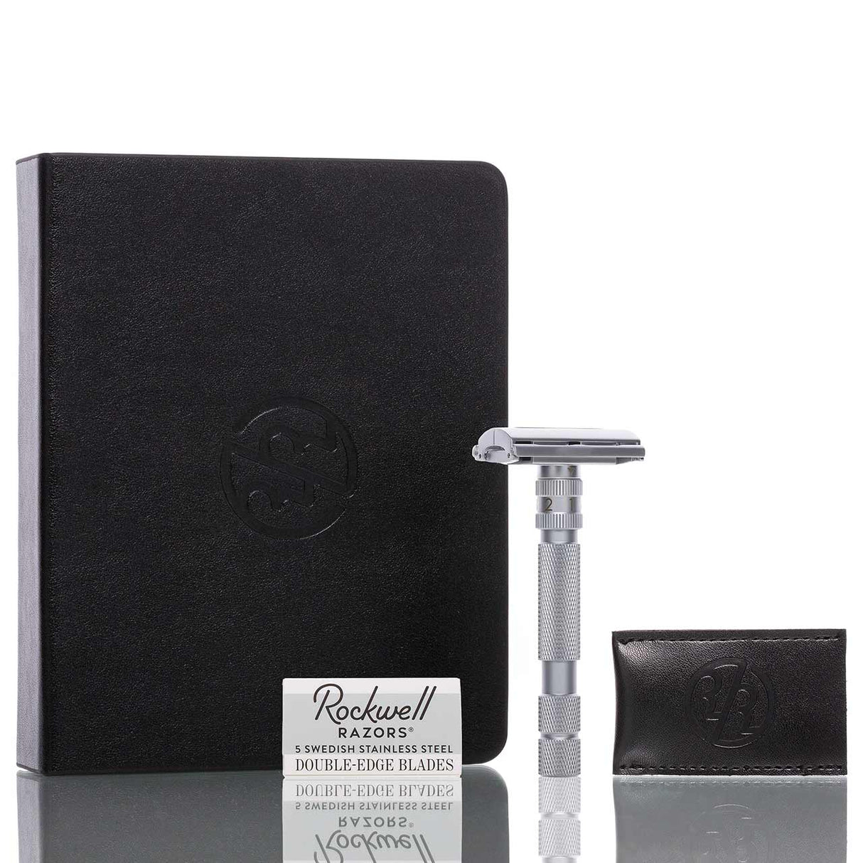 Rasierhobel Model T2 Brushed Chrome, geschlossener Kamm, Butterfly-Verschluss, Double Edge