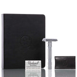 Rasierhobel Model T2 Brushed Chrome, geschlossener Kamm, Butterfly-Verschluss, Double Edge