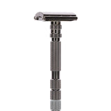 Rasierhobel Model T2 Gunmetal, geschlossener Kamm, Butterfly-Verschluss, Double Edge
