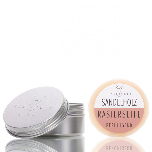 Haslinger Seifen & Kosmetik Rasierseife Sandelholz in Dose 60g ❤️ Rasierseife jetzt kaufen bei blackbeards, deinem Onlineshop für Rasur 1