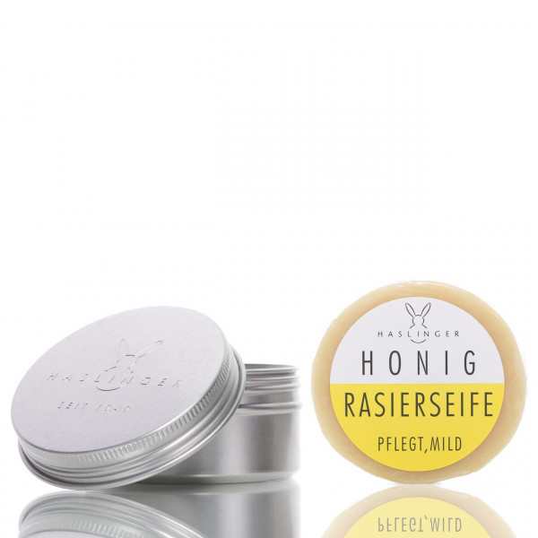Haslinger Seifen & Kosmetik Rasierseife Honig in Dose 60g ❤️ Rasierseife jetzt kaufen bei blackbeards, deinem Onlineshop für Rasur 1