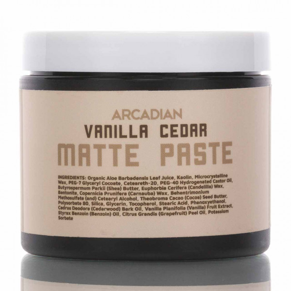 Arcadian Haarwachs Matte Paste Vanilla Cedar 115g ❤️ Haarwachs und Clay jetzt kaufen bei blackbeards, deinem Onlineshop für Haarpflege 1